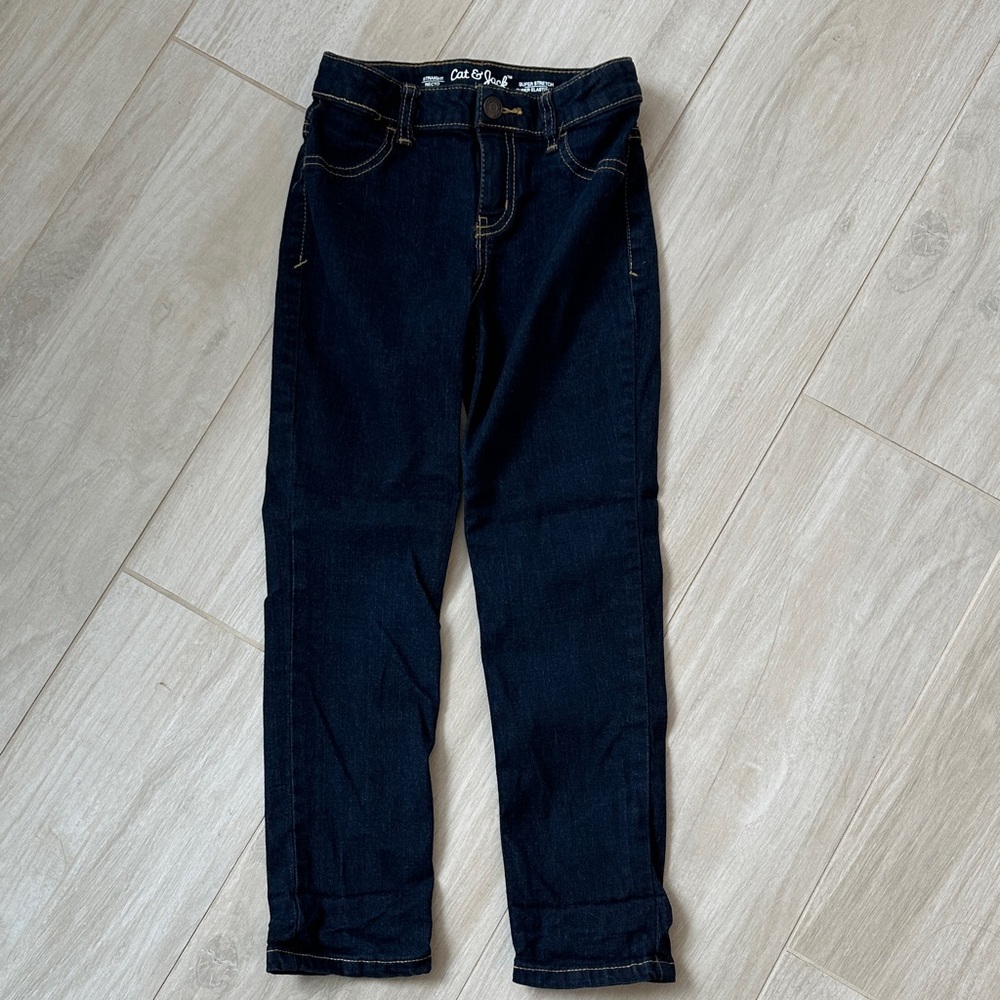 Cat & Jack Girls Dark Rinse Straight Leg Jeans